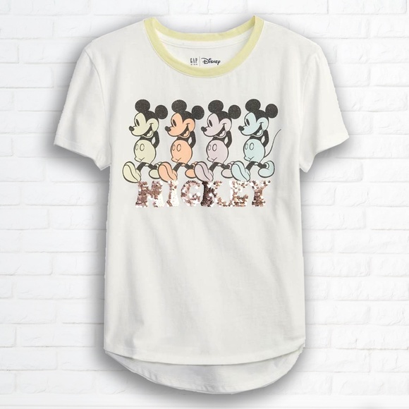NWT GapKids Disney Mickey Mouse Flippy Sequin Graphic T-Shirt Size M - Picture 2 of 2